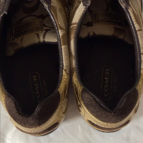 Coach Signature Brown and Gold Lace-Up Sneakers - Picture 9 of 9